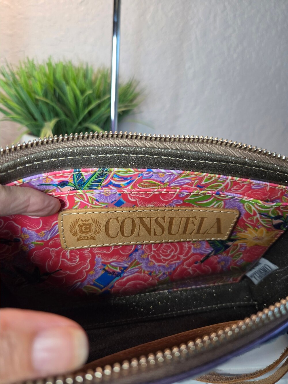 SOLD***Consuela Val Midtown Crossbody Purple Metallic Zebra Embroidered - Picture 15 of 16